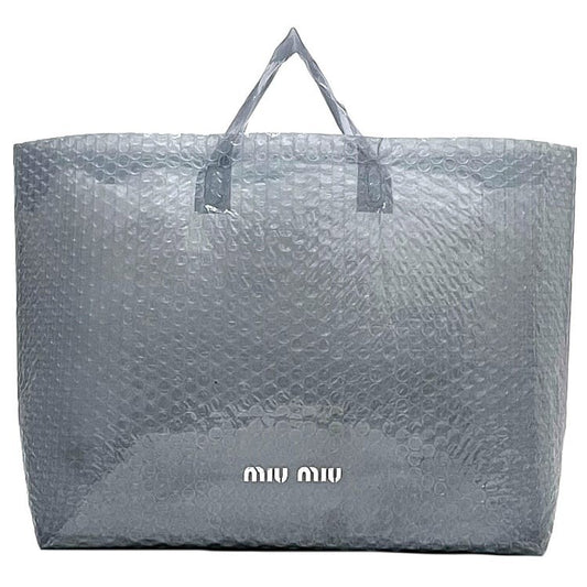 MIU MIU Hand Bag Tote Purse Logo Vinyl Gray Authentic