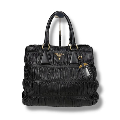PRADA Hand Bag Tote Purse Leather Black Authentic