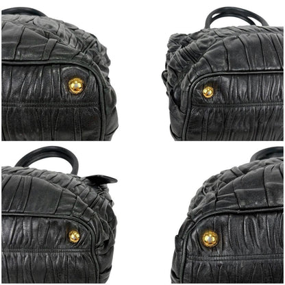 PRADA Hand Bag Tote Purse Leather Black Authentic