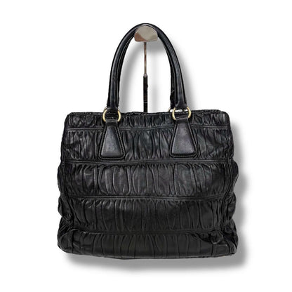 PRADA Hand Bag Tote Purse Leather Black Authentic