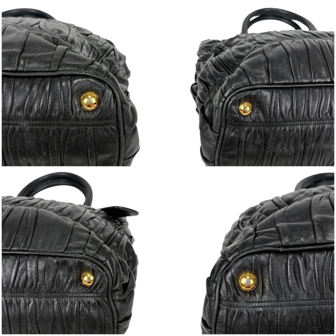 PRADA Hand Bag Tote Purse Leather Black Authentic