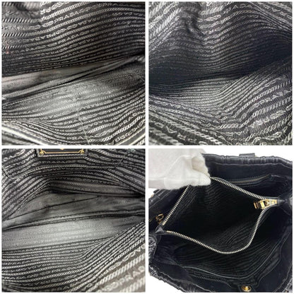PRADA Hand Bag Tote Purse Leather Black Authentic
