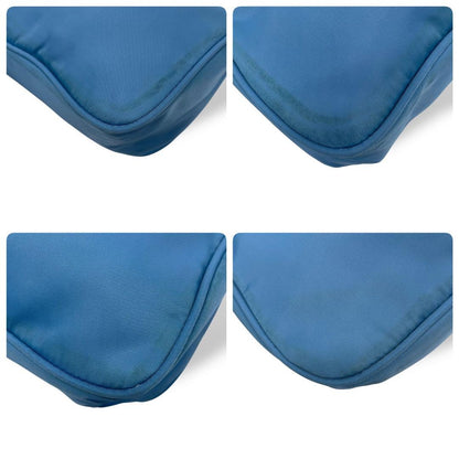PRADA Accessory Pouch Hand Bag Tote Purse Logo Nylon Blue Authentic