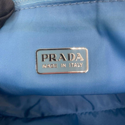 PRADA Accessory Pouch Hand Bag Tote Purse Logo Nylon Blue Authentic