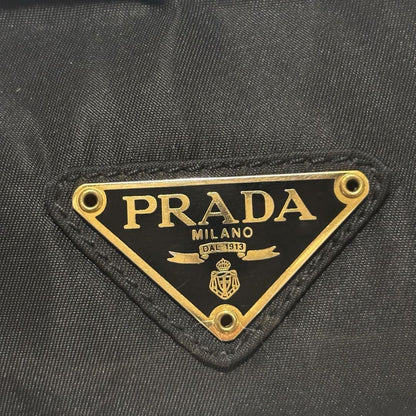 PRADA Hand Bag Tote Purse Logo Nylon Black Authentic