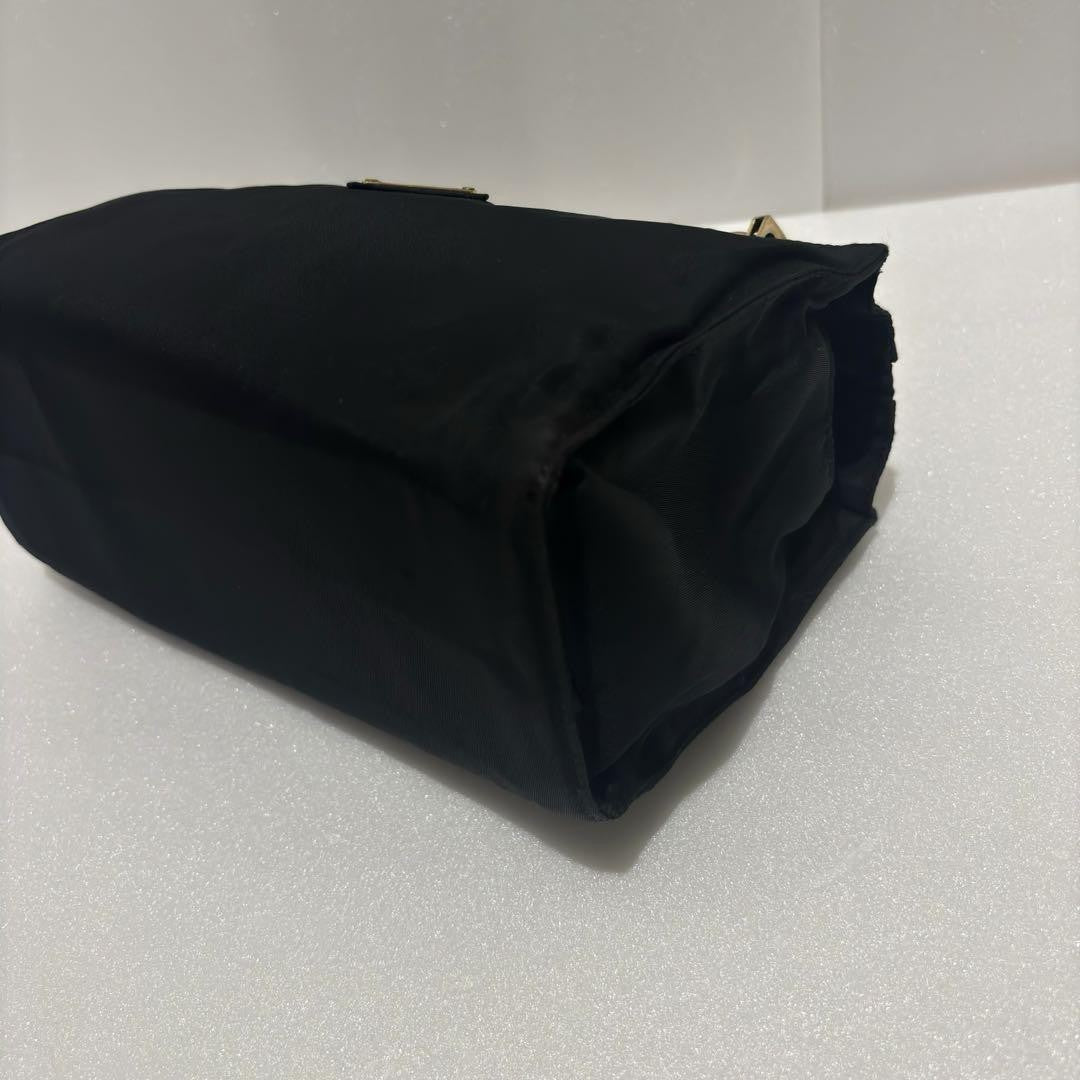 PRADA Hand Bag Tote Purse Logo Nylon Black Authentic