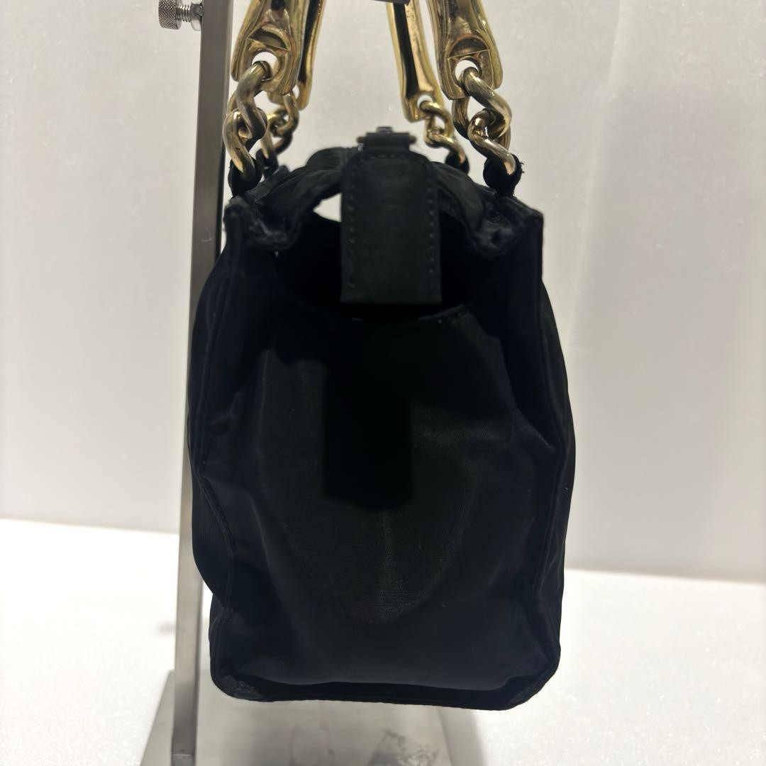 PRADA Hand Bag Tote Purse Logo Nylon Black Authentic