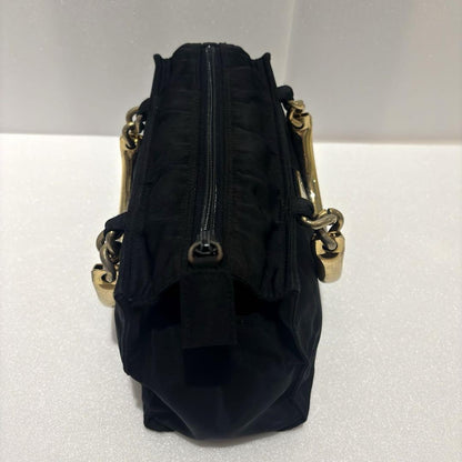 PRADA Hand Bag Tote Purse Logo Nylon Black Authentic
