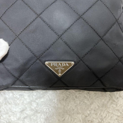 PRADA Shoulder Bag Purse Logo Nylon Leather Black Authentic