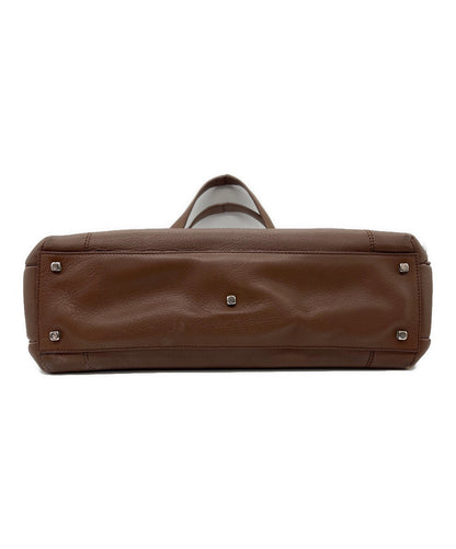 Salvatore Ferragamo Hand Bag Tote Purse Gancini Leather Brown Authentic
