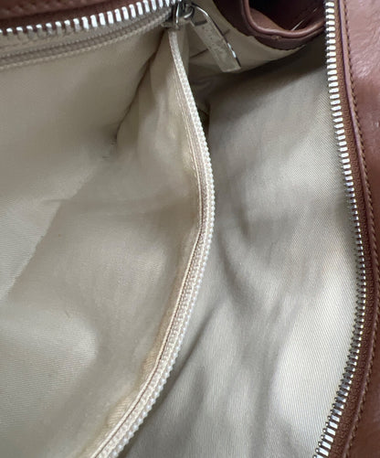 Salvatore Ferragamo Hand Bag Tote Purse Gancini Leather Brown Authentic
