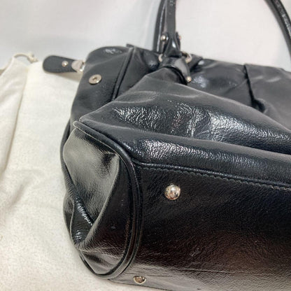 Salvatore Ferragamo Hand Bag Tote Purse Gancini Patent Leather Black Authentic