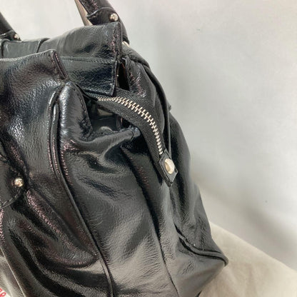 Salvatore Ferragamo Hand Bag Tote Purse Gancini Patent Leather Black Authentic