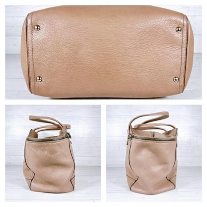 Salvatore Ferragamo Hand Bag Tote Purse Gancini Leather Pink Beige Authentic