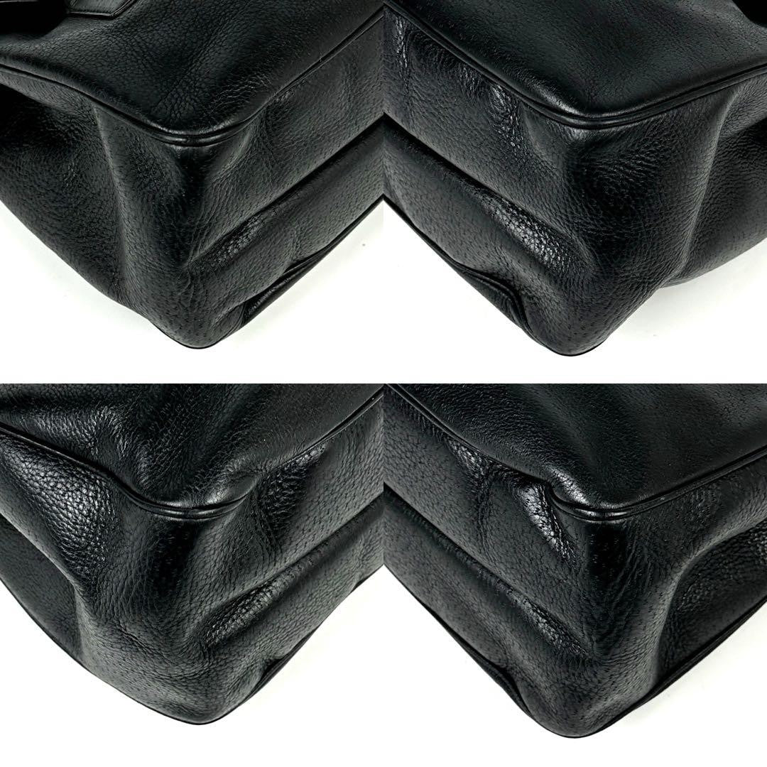 Salvatore Ferragamo Hand Bag Tote Purse Gancini Leather Black Authentic