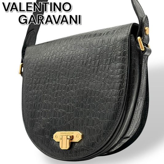 Valentino Garavani Shoulder Bag Purse Leather Black Authentic