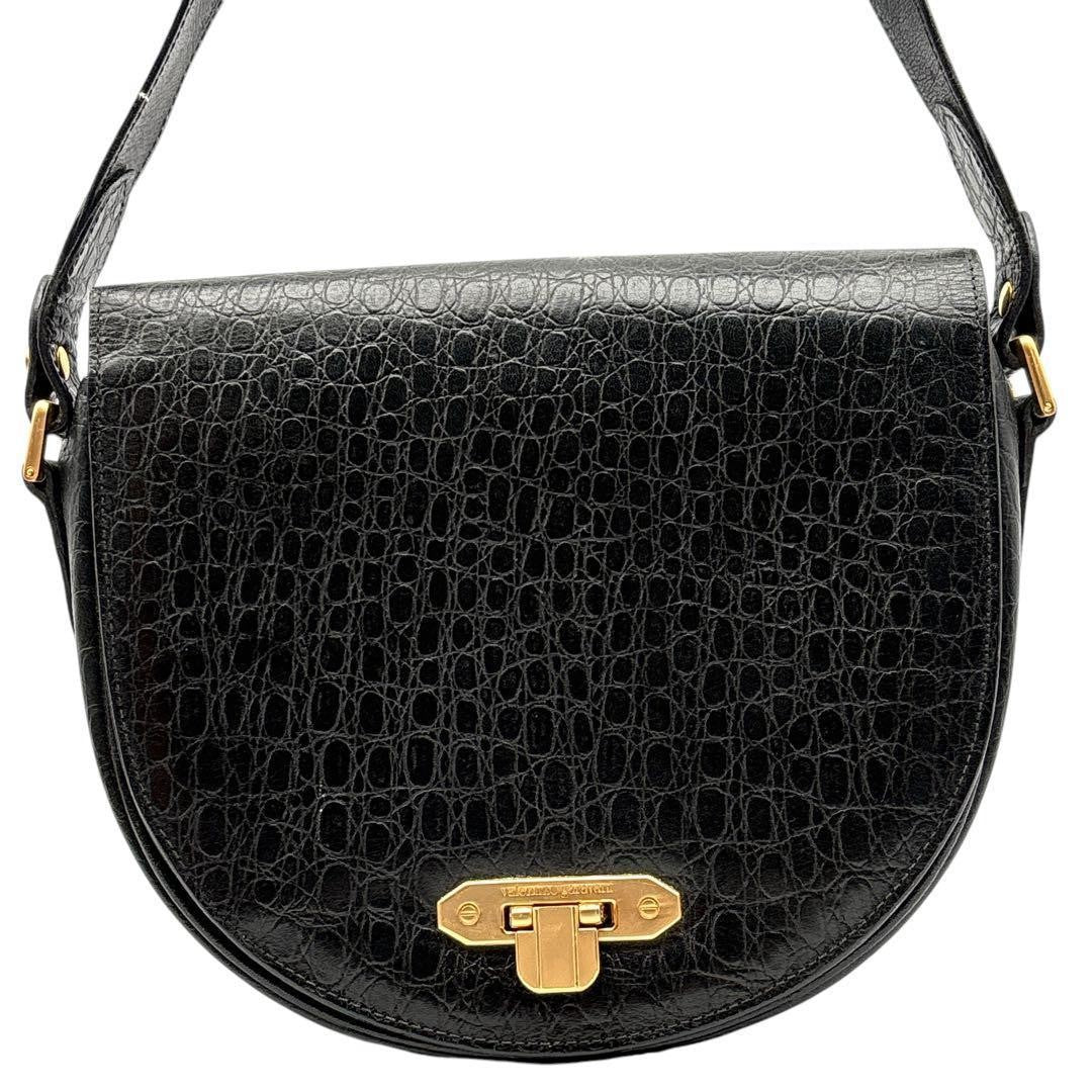 Valentino Garavani Shoulder Bag Purse Leather Black Authentic