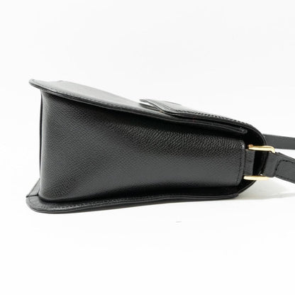 Valentino Garavani Shoulder Bag Purse Logo Leather Black Authentic