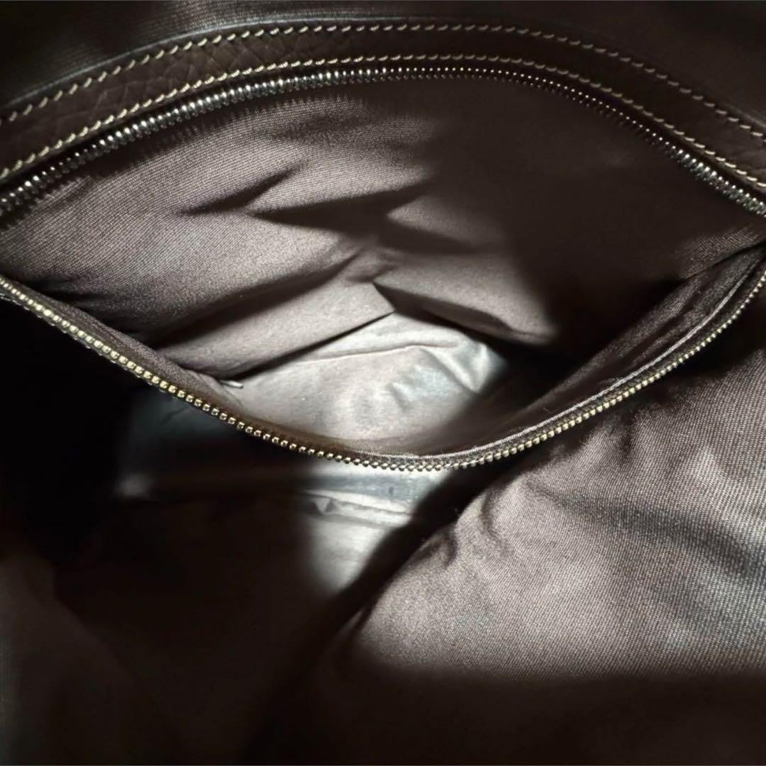 TOD'S Hand Shoulder Bag Tote Purse 2way Leather Brown Authentic