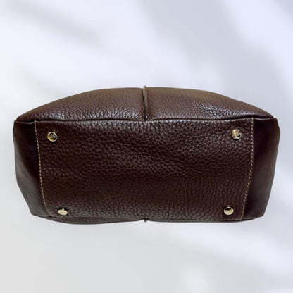 TOD'S Hand Shoulder Bag Tote Purse 2way Leather Brown Authentic