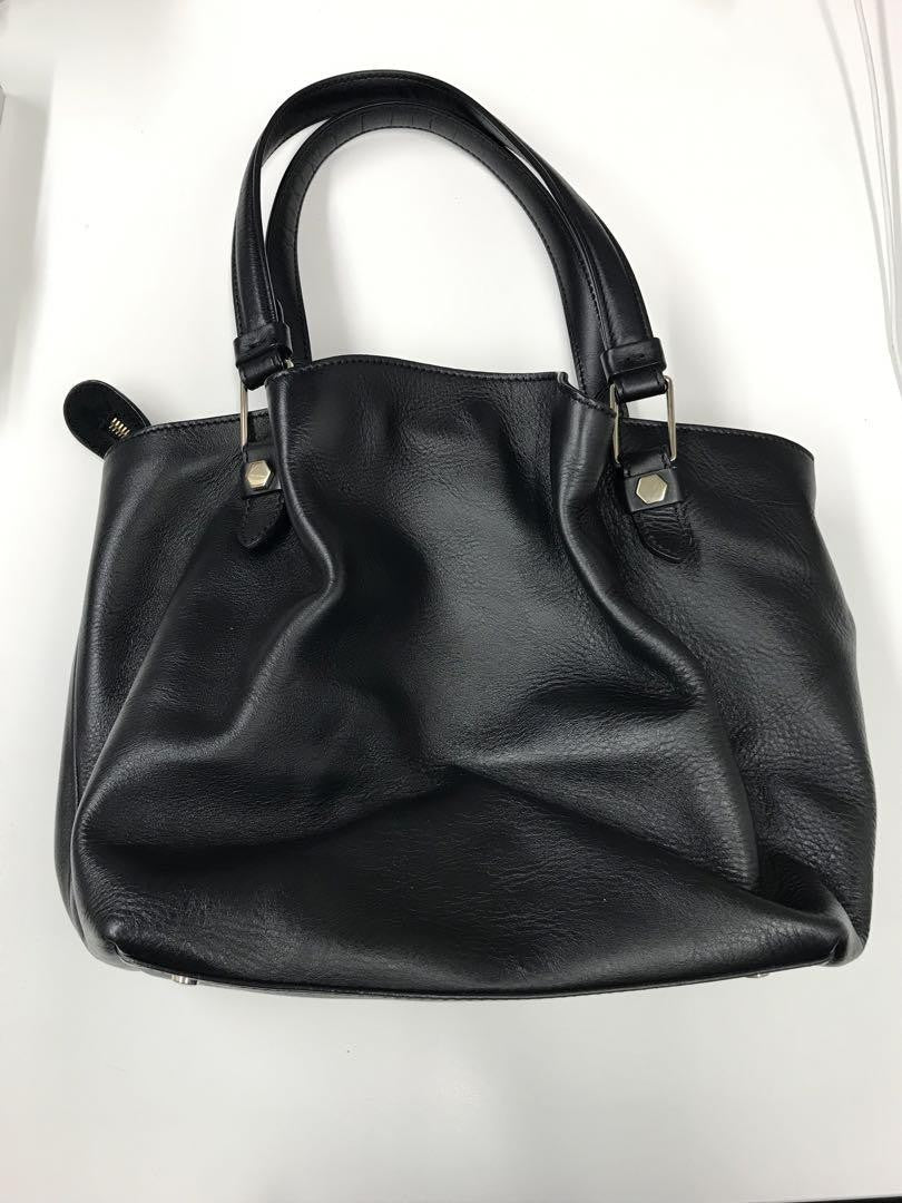 TOD'S Hand Bag Tote Purse Leather Black Authentic