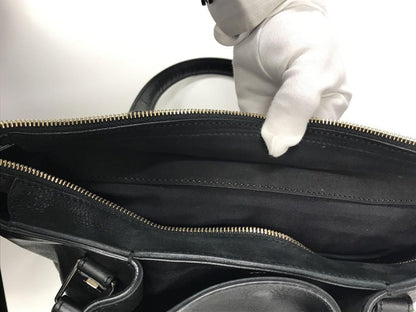 TOD'S Hand Bag Tote Purse Leather Black Authentic
