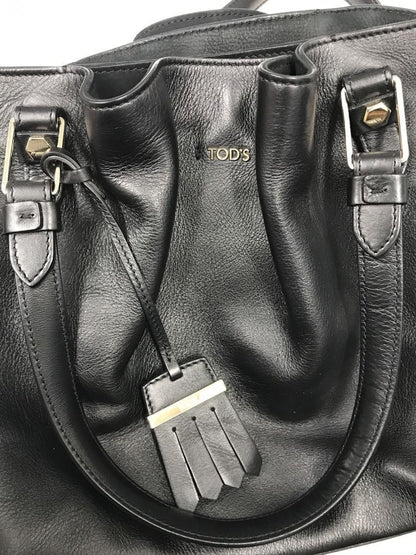 TOD'S Hand Bag Tote Purse Leather Black Authentic