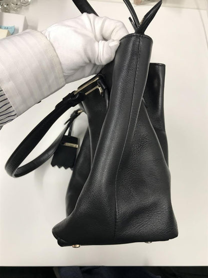 TOD'S Hand Bag Tote Purse Leather Black Authentic