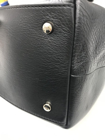 TOD'S Hand Bag Tote Purse Leather Black Authentic