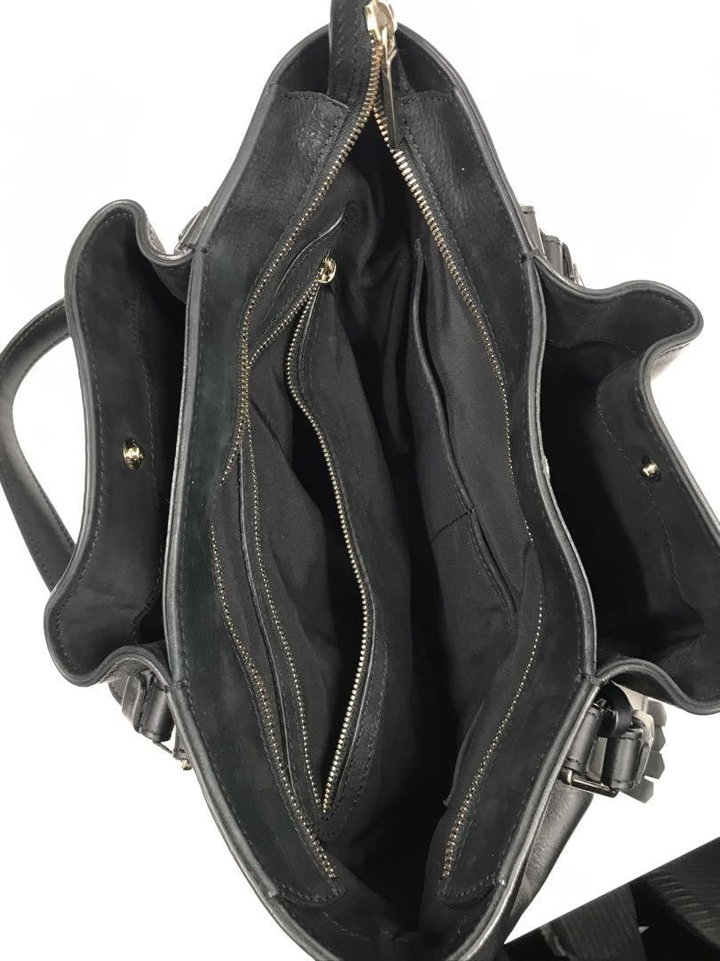 TOD'S Hand Bag Tote Purse Leather Black Authentic