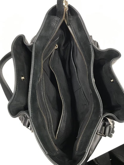 TOD'S Hand Bag Tote Purse Leather Black Authentic