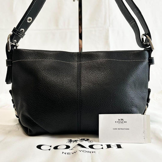 COACH Shoulder Bag Purse Leather Black Authentic