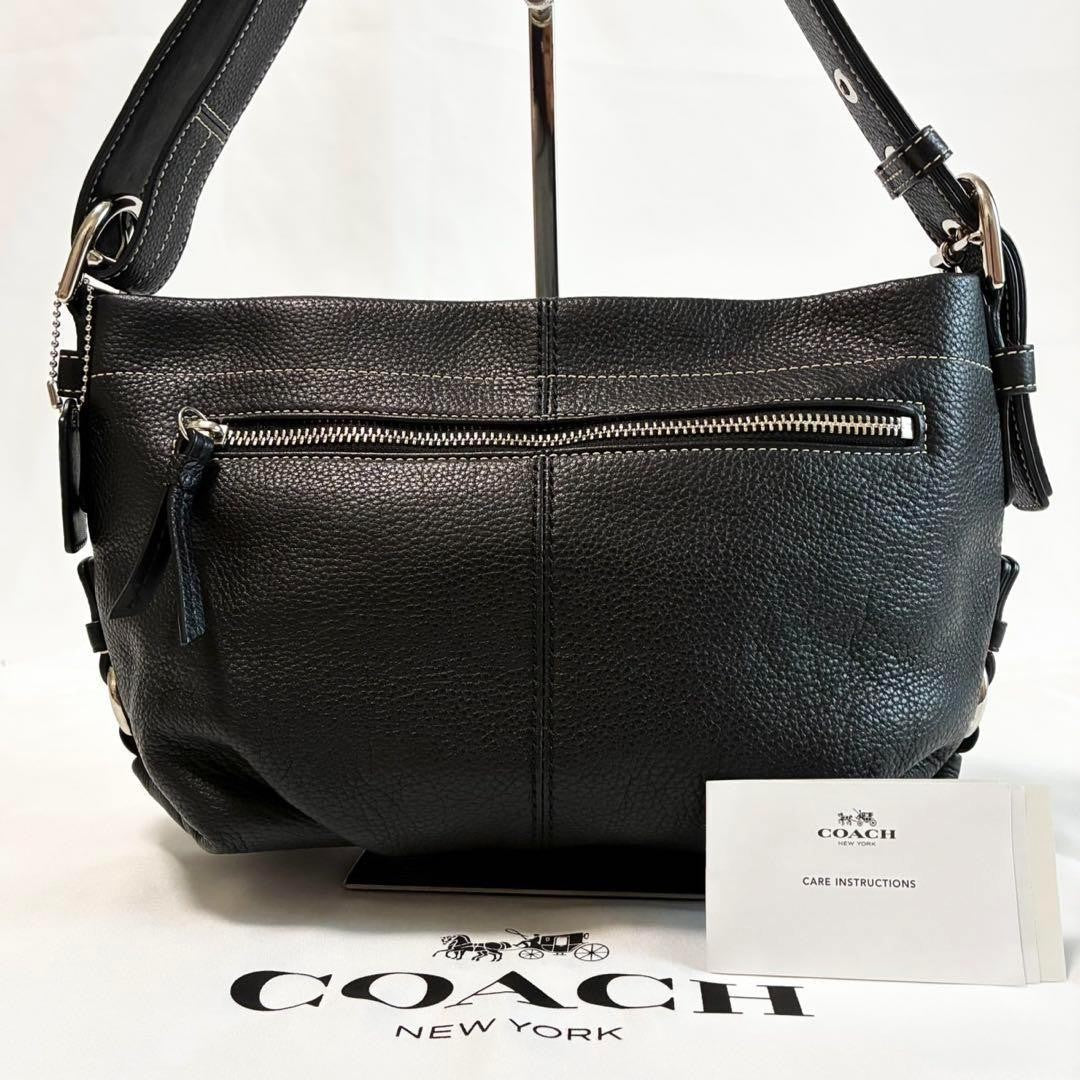 COACH Shoulder Bag Purse Leather Black Authentic