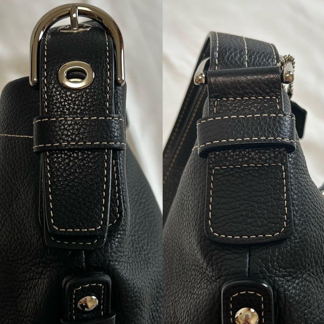 COACH Shoulder Bag Purse Leather Black Authentic