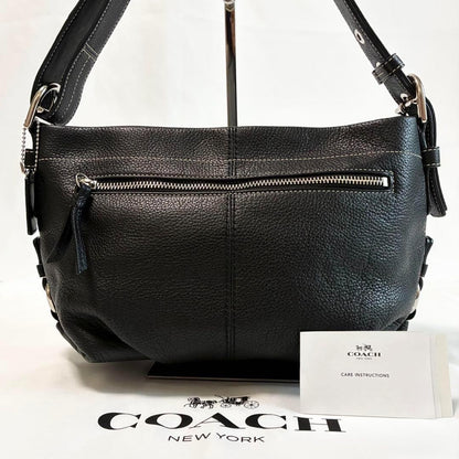 COACH Shoulder Bag Purse Leather Black Authentic