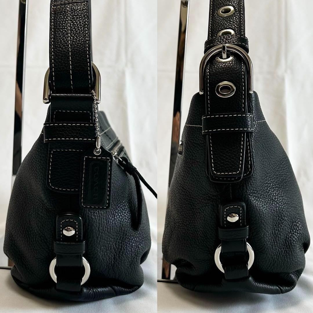 COACH Shoulder Bag Purse Leather Black Authentic