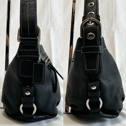 COACH Shoulder Bag Purse Leather Black Authentic
