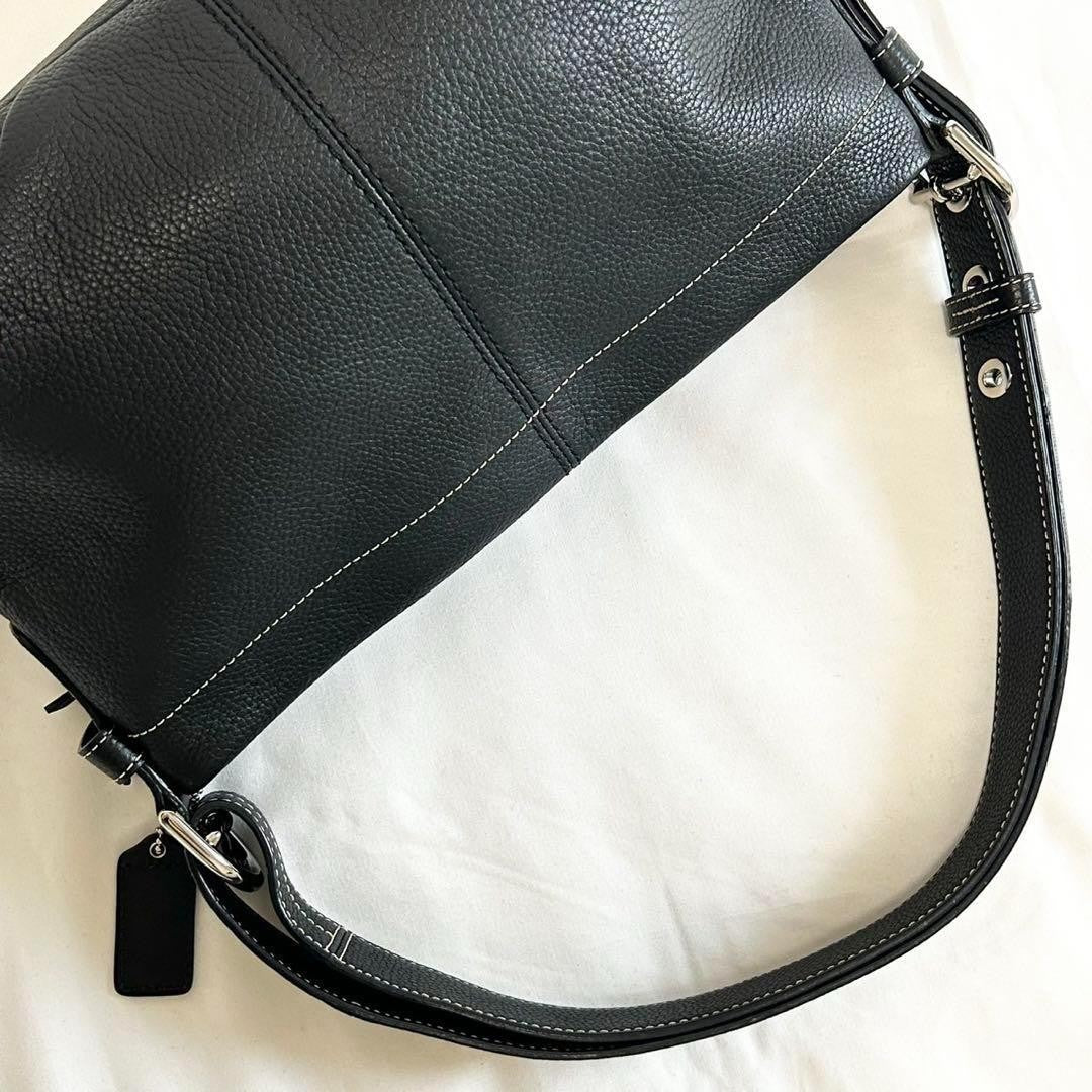 COACH Shoulder Bag Purse Leather Black Authentic
