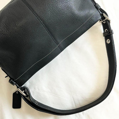 COACH Shoulder Bag Purse Leather Black Authentic
