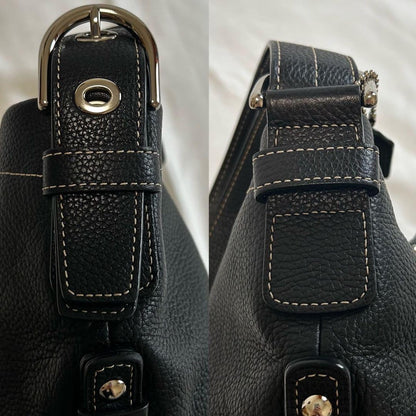 COACH Shoulder Bag Purse Leather Black Authentic