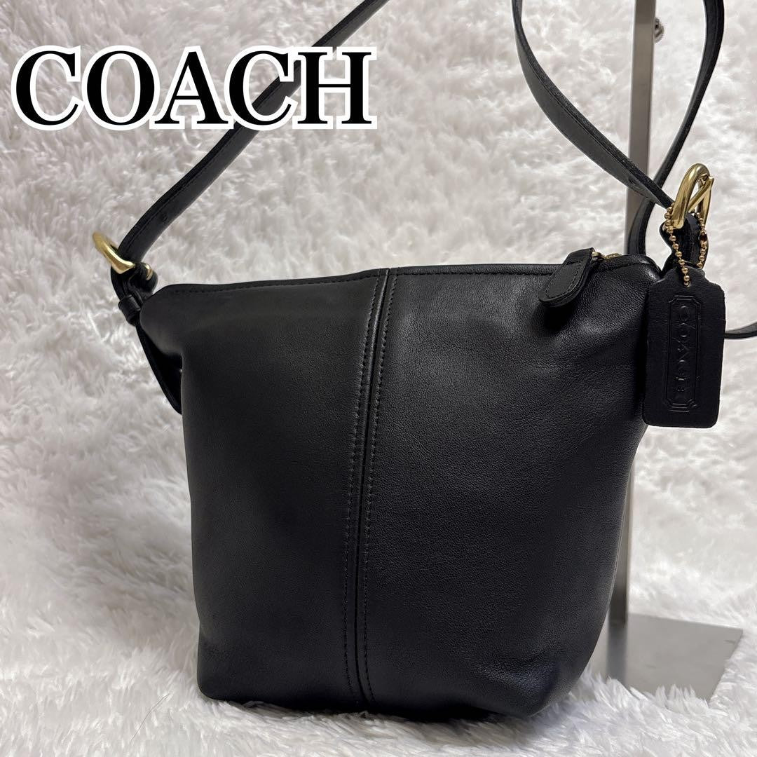 COACH Shoulder Bag Purse Old Leather Black Authentic