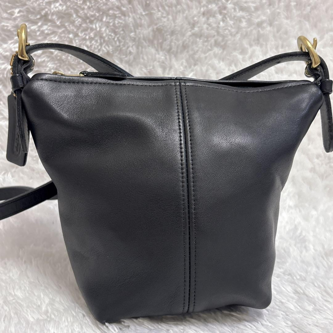 COACH Shoulder Bag Purse Old Leather Black Authentic