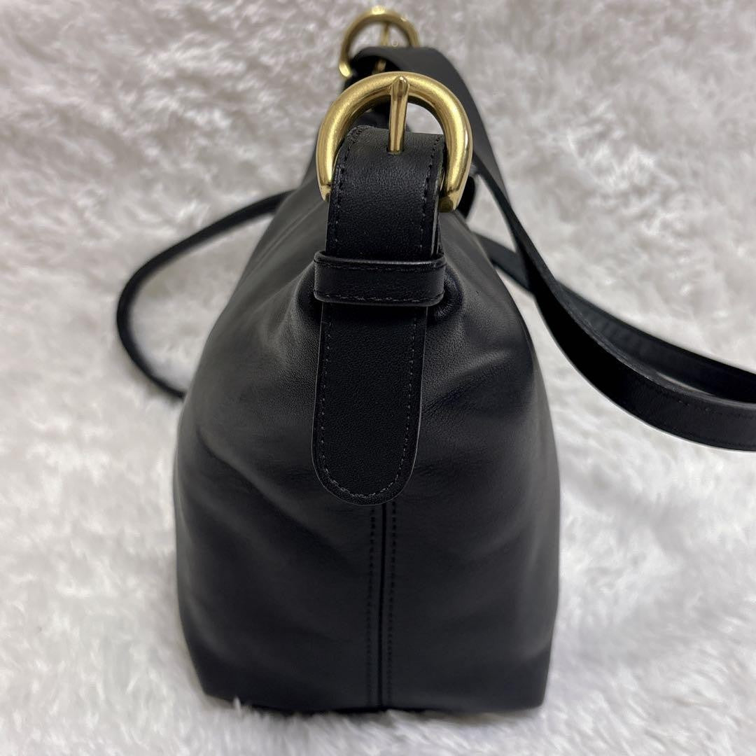 COACH Shoulder Bag Purse Old Leather Black Authentic