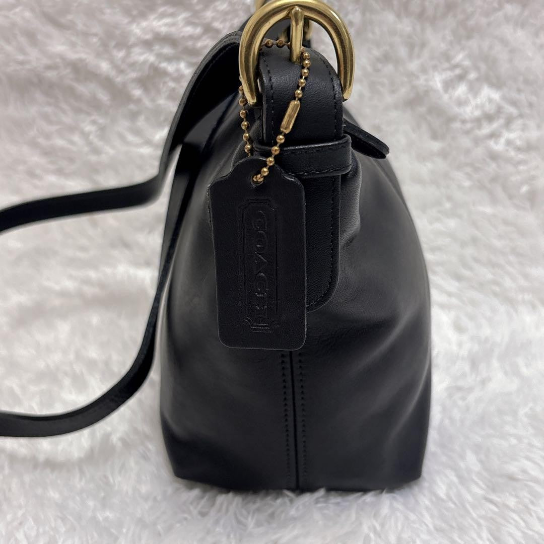 COACH Shoulder Bag Purse Old Leather Black Authentic