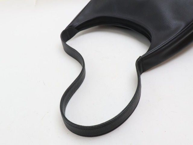 Longchamp Shoulder Bag Purse Leather Black Authentic