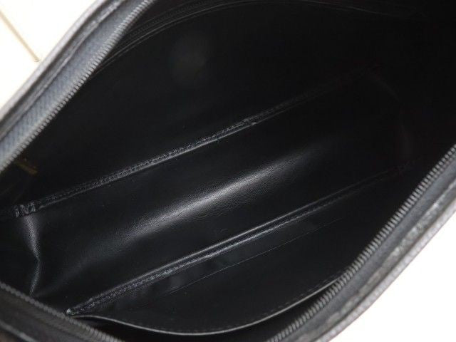 Longchamp Shoulder Bag Purse Leather Black Authentic