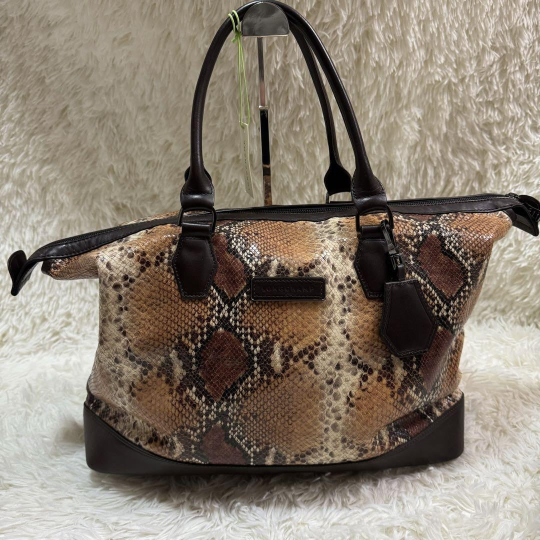 Longchamp Hand Bag Tote Purse Leather Brown Authentic