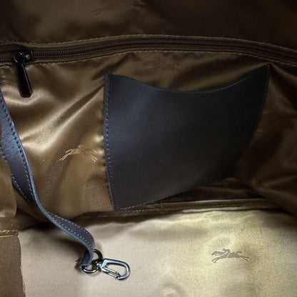 Longchamp Hand Bag Tote Purse Leather Brown Authentic
