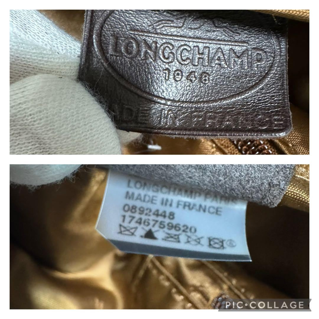 Longchamp Hand Bag Tote Purse Leather Brown Authentic