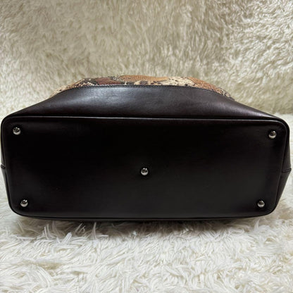 Longchamp Hand Bag Tote Purse Leather Brown Authentic